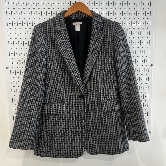 H&M Single-Breasted Houndstooth Blazer - Grey Blue Brown Green - US M - Picture 5 of 11
